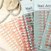30pcs XS S M Size Finished With Top Coat Press On Nails Smile French Style Fake Nails Long Coffin False Artificial Nail Tips